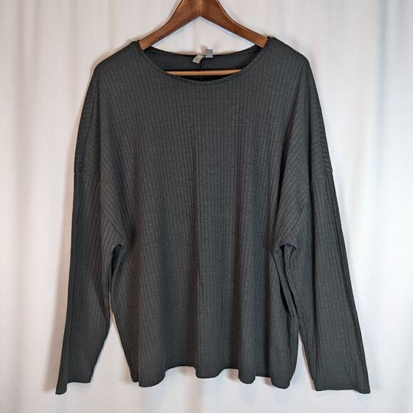 ASOS Black Long Sleeved Ribbed Top - Picture 1 of 5